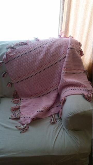Soft Pink Baby Blanket With Stripes - image 1