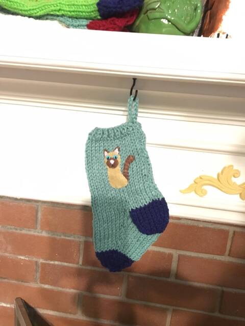 Siamese Cat Christmas Stocking, Handmade Pet Appliqued Stocking - image 1