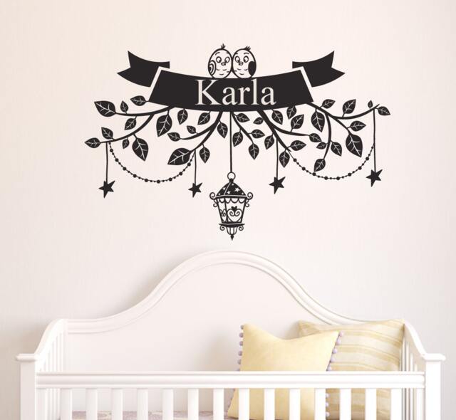 Sweet Owl Personalized Baby Name Banner Vinyl Wall Decal - image 1