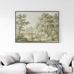 Woodland Lake Poster, Green Nature Print, Botanical Wall Art, Paper - thumbnail 3
