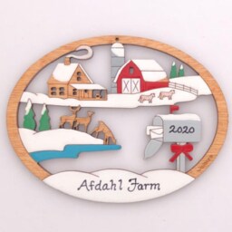 Personalized Farm Scene Christmas Ornament-Wood, Laser Cut, Hand Painted - thumbnail 3