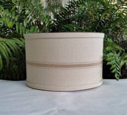 Lamp Shade, Natural Taupe Grain Sack, Drum Lampshade - thumbnail 1