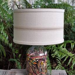 Lamp Shade, Natural Taupe Grain Sack, Drum Lampshade - thumbnail 3