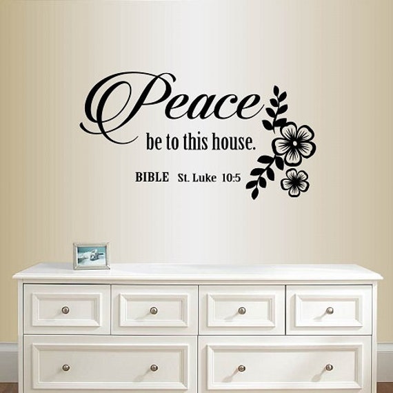 In-Style Decals Wall Vinyl Decal Home Decor Sticker Bible Verses Quote Peace Be To This House St Luke 105 Religious Flower Mural Design 611 - image 1