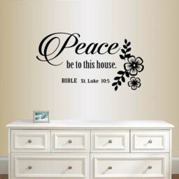 In-Style Decals Wall Vinyl Decal Home Decor Sticker Bible Verses Quote Peace Be To This House St Luke 105 Religious Flower Mural Design 611 - thumbnail 1