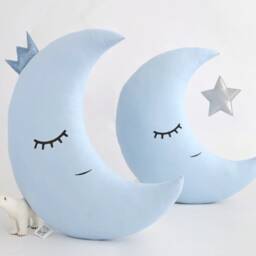 Baby Boy Nursery Decor, Blue Moon Pillow, Kids Room Crescent Cushion, Teepee Accessories, Throw Whimsical Decor - thumbnail 2
