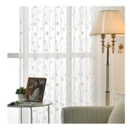 Custom Voile Curtain Leaves Embroidery, Sheer Fabric, Made To Measure - thumbnail 3