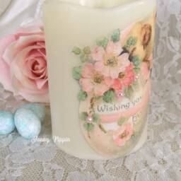 Easter Chick Flameless Candle Shabby Cottage Chic Victorian Egg - thumbnail 4