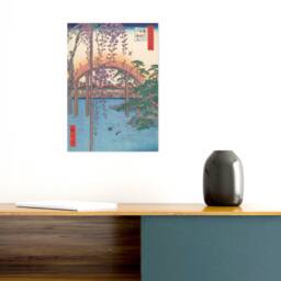 Japanese Ukiyo-E Art Print Poster Woodblock Wall Hiroshige Kameido Shrine Wisteria Bridge Monet Landscape Flowers Japan Calligraphy A3 - thumbnail 2