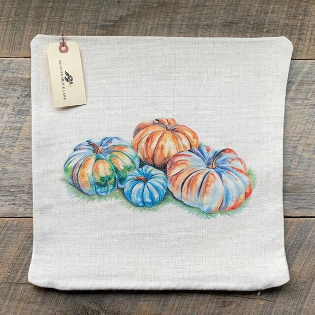 Pumpkins Watercolor Linen Pillow Cover/Harvest Decor Fall Home Decorative Pumpkin - image 1