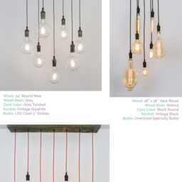 Dining Chandelier Rustic Modern 7 Pendant Lights Antique Edison Bulb Reclaimed Wood Lighting - thumbnail 3