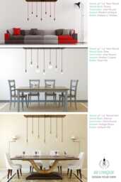 Dining Chandelier Rustic Modern 7 Pendant Lights Antique Edison Bulb Reclaimed Wood Lighting - thumbnail 1