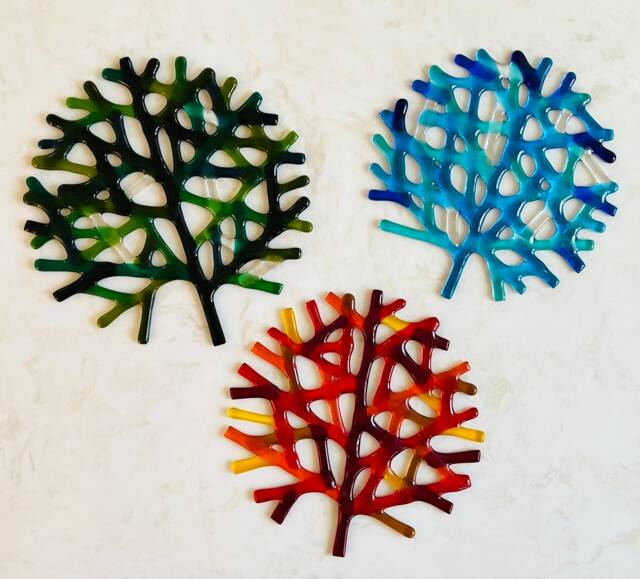 Fused Glass Coral Wall Decor, Beach House Sea Life Art - image 1