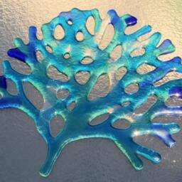 Fused Glass Coral Wall Decor, Beach House Sea Life Art - thumbnail 3