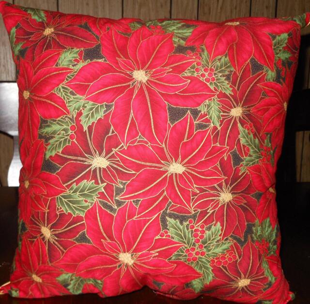 Holiday Poinsettia Pillow Cover, 14 X Decorative Cover - image 1