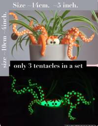 Glow in The Dark Octopus Plant Pot Decoration Quirky Pet. Wall Decor. Baby Octopus. Tentacle Monster