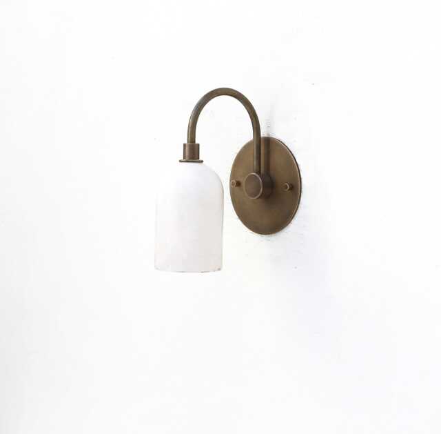 Brass Wall Sconce Light - Light- With Alabaster Shade, Ul Listed, No.0167 - image 1