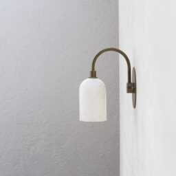 Brass Wall Sconce Light - Light- With Alabaster Shade, Ul Listed, No.0167 - thumbnail 3