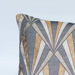 Metallic Art Deco Streamline Geometric Xl Rectangular Cushion. Vintage Gold & Black. 23X15 - 58 X 38cm. Double Sided - thumbnail 2