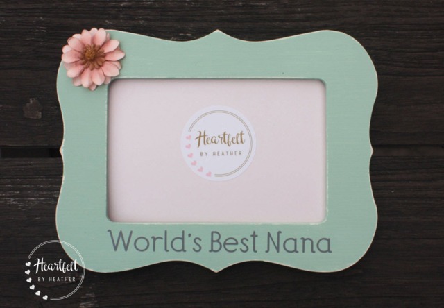 Custom Nana Photo Frame - Hand-Painted, Scalloped Edge With Flower - image 1
