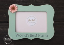 Custom Nana Photo Frame - Hand-Painted, Scalloped Edge With Flower - thumbnail 1