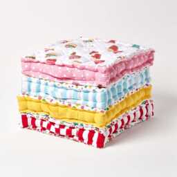 Kids Cotton Floor Cushion Set, Owl Cupcake Polka Dot Star Seat Pad