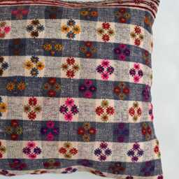 Handmade Cushion Cover, Embroidered Multicolour Turkish Cushion, Pillow, Decorative Kilim 24''x24''/60x60 cm - thumbnail 2