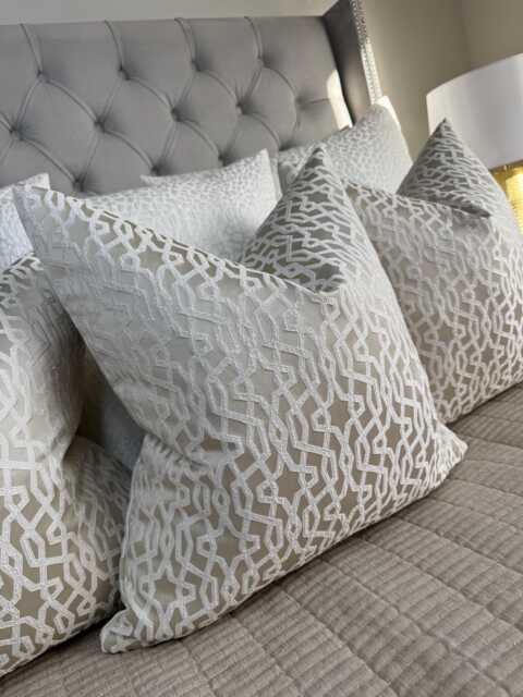 Geometric Design Cushion Cover, Luxury Pillow Designer Cover Sofa Bed , Champagne Prestigious Textiles Karma - image 1