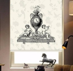 Antique Clock Lavishly Ornate With Cherubs Vintage Printed Custom Made - Vin07 Window Roller Blind, 2 Versions, Regular Or Blackout Shade