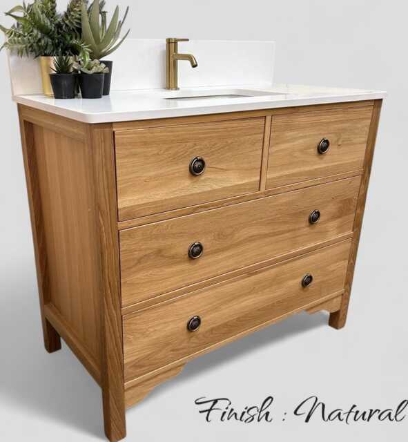 Aylesbury 2 - Classic Oak 4-Drawer Bathroom Vanity With Undermounted Basin - image 1