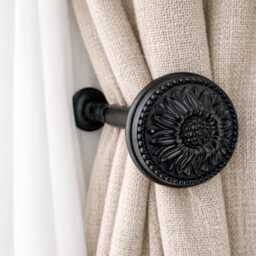 Matt Black Flower Metal Curtain Holdback - 120mm Tieback, Pullback, Drapery Holder, Tie - Set Of 1 - thumbnail 2
