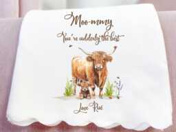 Personalised Blanket, Highland Cow Gifts, Gifts For Mum, Gift For Mum Her, Throw - thumbnail 1