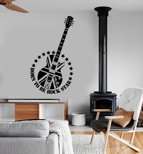 Wall Vinyl Music Guitar Rock Star England Flag Guaranteed Quality Decal 1696Dz - image 1
