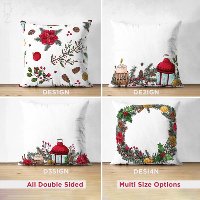 Christmas Suede Cushion Covers With Multicoloured - Xmas Deco Accessories Theme Double Sided Printed Soft Multi Size Options - image 1