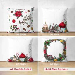 Christmas Suede Cushion Covers With Multicoloured - Xmas Deco Accessories Theme Double Sided Printed Soft Multi Size Options - thumbnail 1