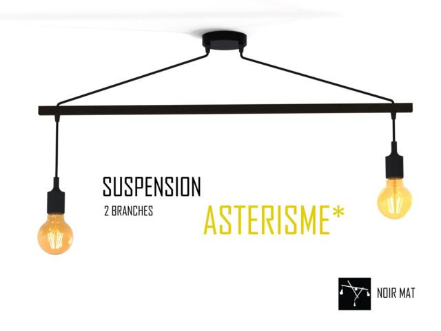 Pendant Light Asterism 2 Bulbs, Matte Black Scandinavian Chandelier - image 1