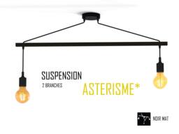 Pendant Light Asterism 2 Bulbs, Matte Black Scandinavian Chandelier - thumbnail 1