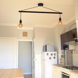 Pendant Light Asterism 2 Bulbs, Matte Black Scandinavian Chandelier - thumbnail 2