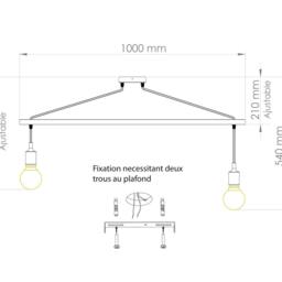 Pendant Light Asterism 2 Bulbs, Matte Black Scandinavian Chandelier - thumbnail 4