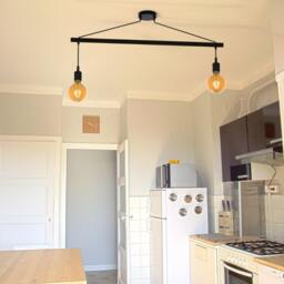 Pendant Light Asterism 2 Bulbs, Matte Black Scandinavian Chandelier - thumbnail 3