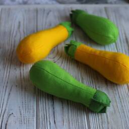 Zucchini Play Food - Felt Food, Vegetables, Pretend Kids Kitchen, Plush Toy, Cooking Toys, Doll Fake Farmers Market For Baby - thumbnail 3