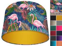 Tropical Flamingo Lampshade - Pink Birds On Navy Jungle Animal Print Shade Handmade Ceiling Or Table Lamp Statement Home Decor
