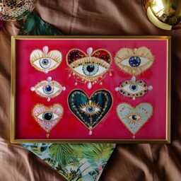 Coquette Heart Eye Print Mystical Red & Gold Wall Art - thumbnail 3