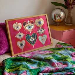 Coquette Heart Eye Print Mystical Red & Gold Wall Art - thumbnail 2