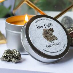 Iron Pyrite Crystal Candle Tin Citron & Mandarin Scented Soy - thumbnail 2