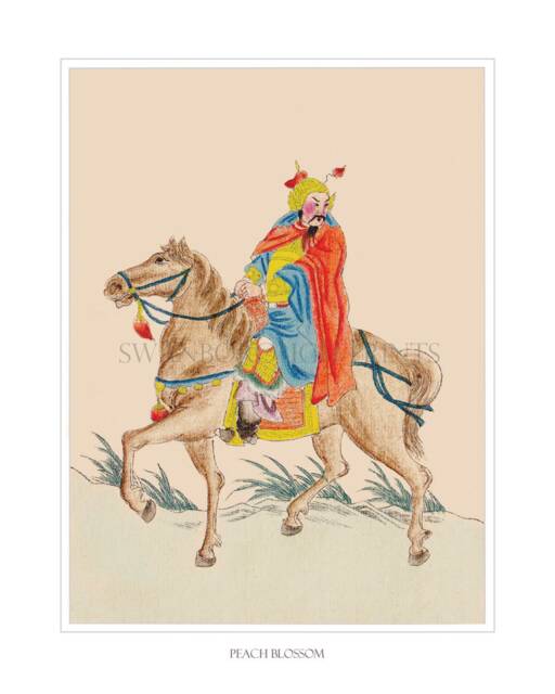 "Chinese Warrior Horse Print ""Peach Blossom' From A Book Called" - image 1
