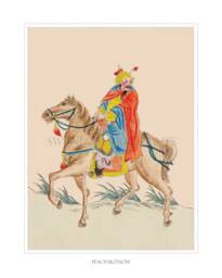"Chinese Warrior Horse Print ""Peach Blossom' From A Book Called" - thumbnail 1