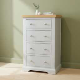 Painted Solid Wood Chest Of Drawers Handmade Bedroom Storage With Oak Top, Assembled - thumbnail 3