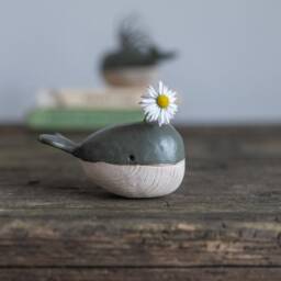 Handmade Ceramic Whale Air Plant Holder - Ocean & Sea Themed Decor - thumbnail 3