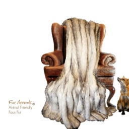 Gray Stripe Fox Faux Fur Throw Blanket - Minky Cuddle Lining, Handmade Usa